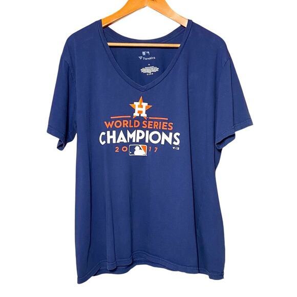 Fantastic MLB Houston Astros Blue T-Shirt Womens World Champions 2017 Size XL - Picture 2 of 9